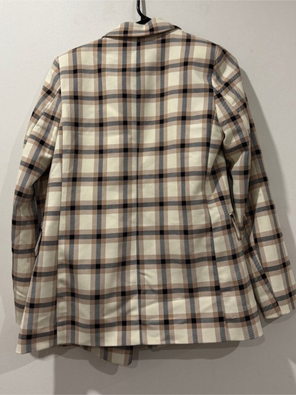 H&M Plaid Blazer Jacket | Beige & Black Check | XS - Picture 9 of 9